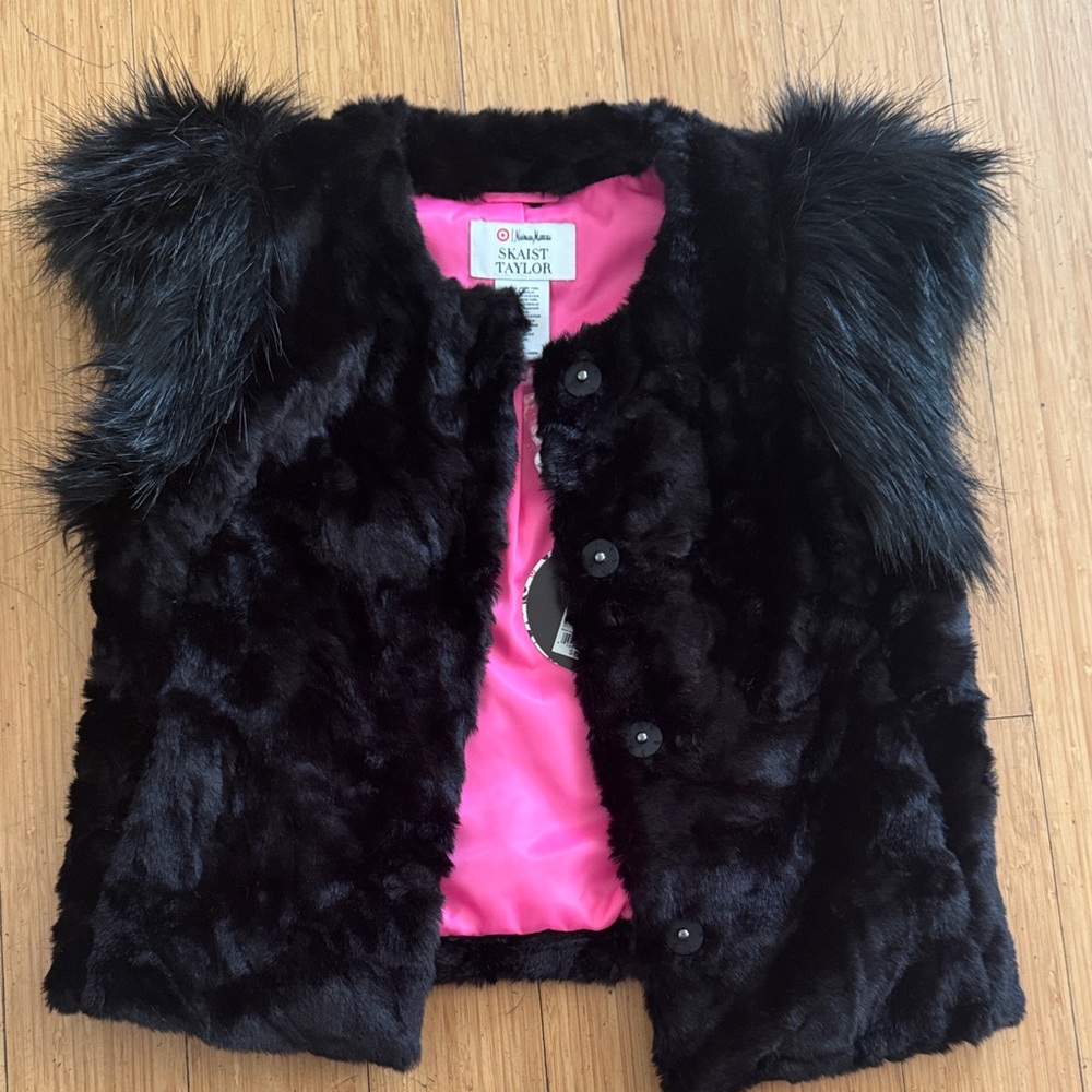 Saks Fifth Avenue & Target Black Faux Fur Vest